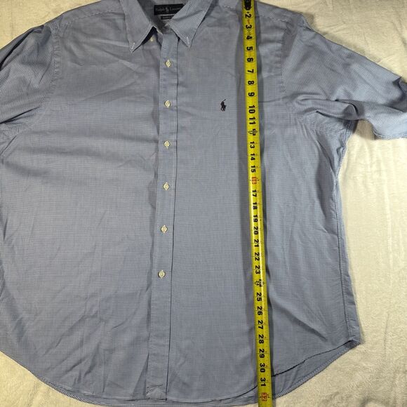 Polo Ralph Lauren Shirt Men's XXL Blue Classic Fit Houndstooth Luxury Preppy - Picture 6 of 11